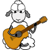 Sheep playing guitar