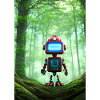 Kleiner Roboter im Wald