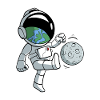 Astronaut plays football