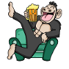 Funny monkey drinks beer