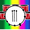 Drums in front of rainbow