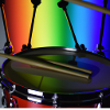 Drums in front of rainbow