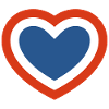Concentric Red White and Blue Heart