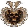 Superbe crâne steampunk doré