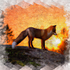 Ein Fuchs im malerischen Sonnenuntergang
