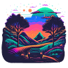 Car in Neon Landscape