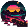 Route de style synthwave