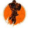 motocross jump inside orange circle vintage style
