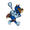 Cartoon Wolf plays lacrosse