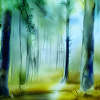 Beruhigender Aquarellwald