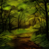 Aquarelle foncée nature forestière