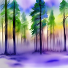 Abend im Aquarellwald