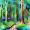 Route forestière aquarelle