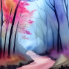 Aquarelles roses et bleues
