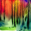 Mystérieuse aquarelle nature forêt