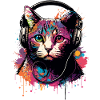 Bunte Katze mit Kopfhörer