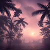 Evening among palm trees