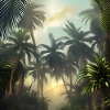 Jungle with palm trees