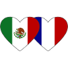 Mexico France Flag Heart