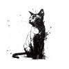 Cat Stencil White and Black
