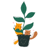cute cats with plant