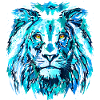 Blue Lion Head - Zodiac sign Leo