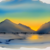 Mountain lake artwork
