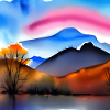 Schöne Berge Aquarellmalerei