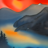 Bergnebel-Aquarell