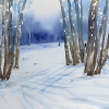 Forêt d’hiver aquarelle nature