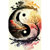 Yin Yang Saisons Aquarelle
