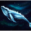 Whale floating in space