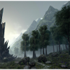 Beautiful landscape in the fog