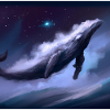 Whale floating in the sky