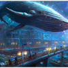Whale floating in the city