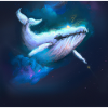 Whale floating in space