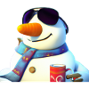 Snowman with coffee and sunglasses
