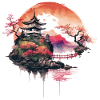 Japanese Temple on Mountain