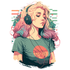 Anime Girl with Headphones