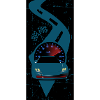 Racing car with speedometer