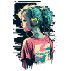 80s Girl with Headphones