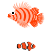 Clownfish next to lionfish