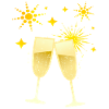 Cheers! glasses with fireworks