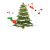 Polar bear family decorating christmas tree