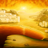 Painting. Oriental. Desert. Sunset