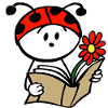Coccinelle mignonne avec livre
