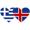 Greece Iceland Flag Heart