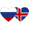 Russie Islande Flag Coeur