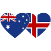 Australia Iceland Flag Heart
