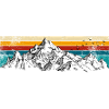Retro Mountain Silhouette Sunset Stripes